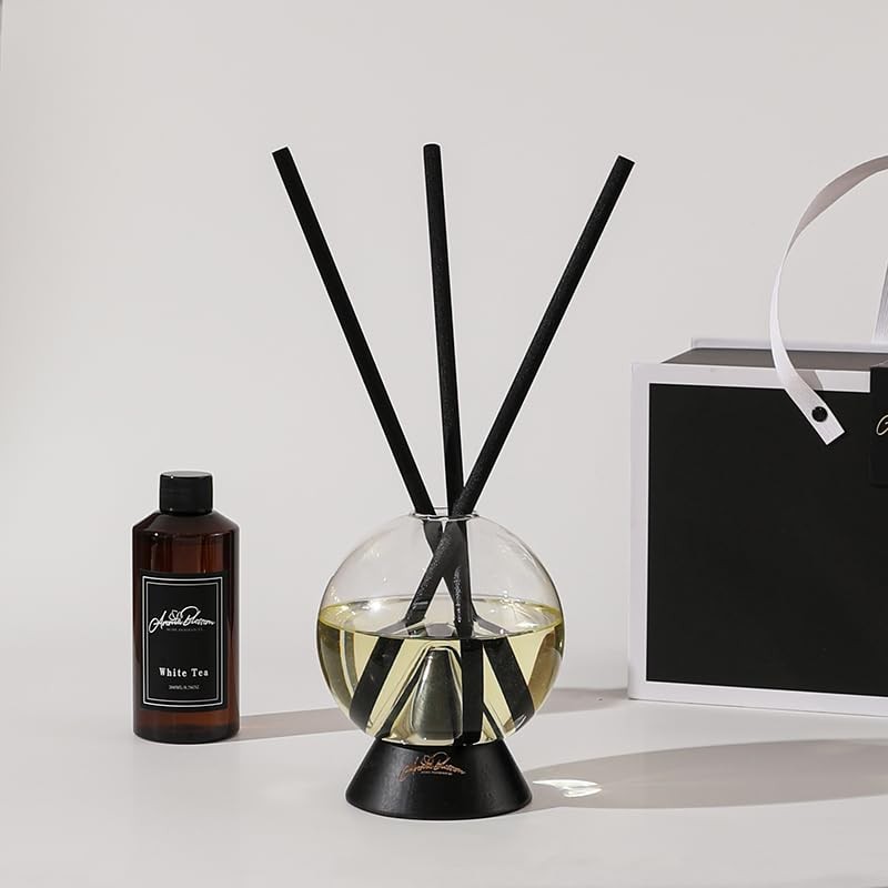 AROMA BLOSSOM Luxury Reed Diffuser, Onyx Collection-Black 200ML Capacity
