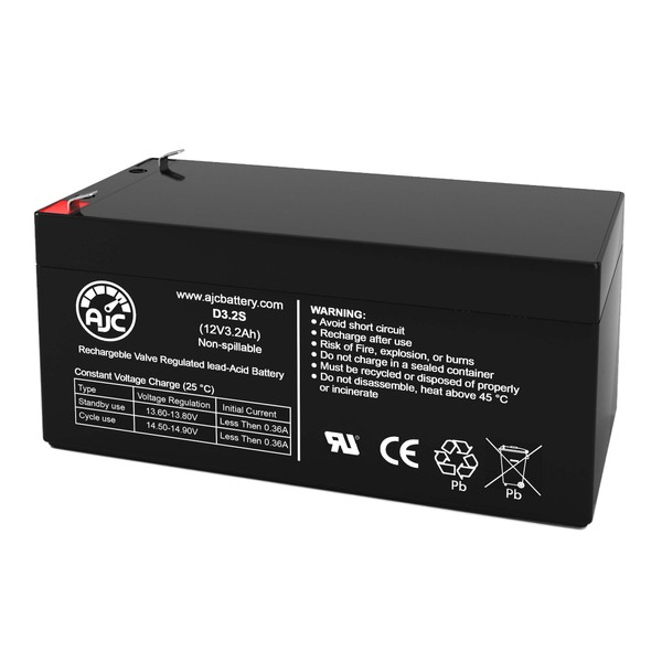AJC Battery Compatible with Kung Long WP3-12R 12V 3.2Ah Sealed Lead Acid Battery