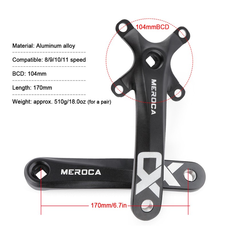 Mountain Bike Right Left Square Crank Arms Single Crank Ring