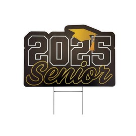 Senior Yard Sign 2025 16x11” Single Sided with Metal H Frame Stake Finally High School Proud Home of Officially Graduate Letters Lives Here