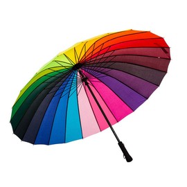 Lancoon 24 Ribs Large Umbrella Fashion Long Handle Straight Anti-UV Sun/Rain Stick Umbrella KS07Rainbow