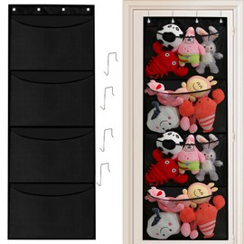 Cuddly Toy Storage Door, Plush Toy Storage with 4 Pockets, Stuffed Toy Storage, Cuddly Toy Storage Net, Cuddly Toy Over the Door Hanging Organiser