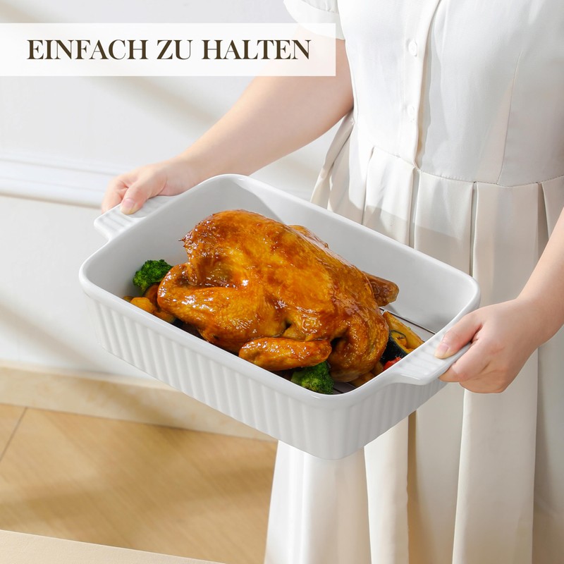 MALACASA 4.4 QT Baking Dish with Rack, 9x13 Large Casserole