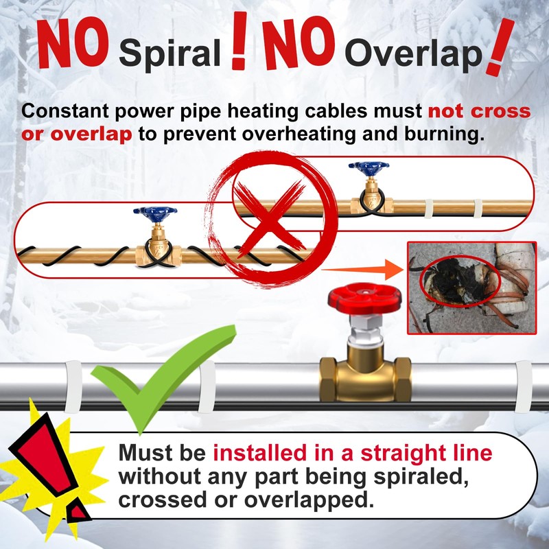 HEATIT Heat Tape for Water Pipes Heating Cable with Thermostat