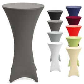 Beautissu Stella Stretch Bar Table Cover for Bistro Table Diameter 60 - 65 cm, 70-75 cm, 80-85 cm, Elegant Stretch Cover in Many Table Covers, charcoal, 70-75cm