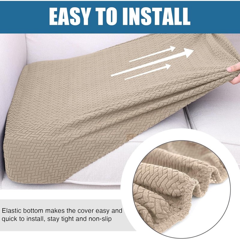 Smiry Waterproof Couch Cushion Covers, Stretch Jacquard Thick Sofa Cushion