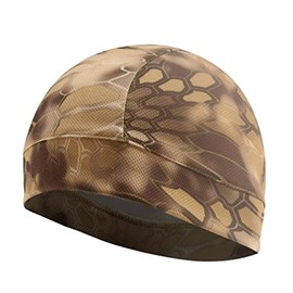 Helmet, Inner, Breathable, Summer, Yellow, Inner Cap, Thin, Sweat Absorbent, Quick Drying, Camouflage Python Pattern, Bike Cap, Motorcycle Cap, Helmet Liner, Antibacterial and Anti-Odor, Bicycle, Work