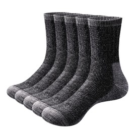 GiveGift Mens Wool Socks Cozy Black Thermal Socks Fleece Warm Socks Thick Winter Work Socks for Men Size 9-12, 5 Pairs