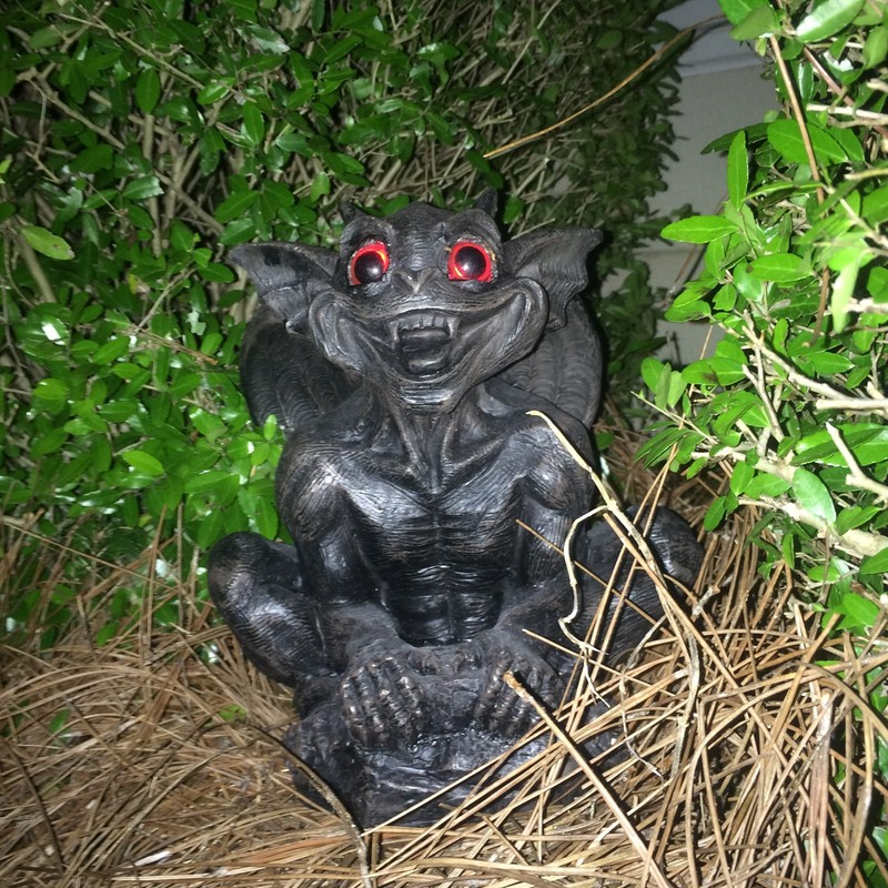 Gargiggles Father Boris Gargoyle Solar Light Up Eyed Garden and