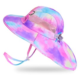 Basumee Adjustable Girls Sun Hat Foldable Beach Cap with Adjustable Chin Strap for Baby Toddler and Kids,Aged 2-9 Multicoloured