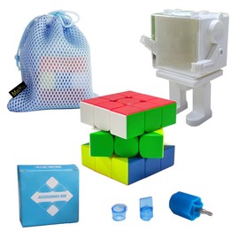 Oostifun MoYu MoFang JiaoShi RS3M V5 M M-a-g-l-e-v Ball Core UV Coated Version 3 x 3 x 3 Cubing Classroom 3 x 3 Cube Puzzle with a Cube Robot Display Box (Multi Colour)