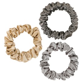 Silk Hair Scrunchies - 100% Mulberry Silk hair ties Elastic Satin Ponytail Holders No Damage Thick/Thin Hair Accessories for Women and Girls（Big/midlle/SMALL）