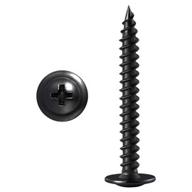 (100 pcs) Wensilon #10×2" Black Phillips Truss Head Wood Screws Quick Metal Self Tapping