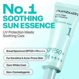 numbuzin No.1 Sun Cream Clear Filter Sun Essence No White Cast Moisturising Cooling Light Finish 50 ml