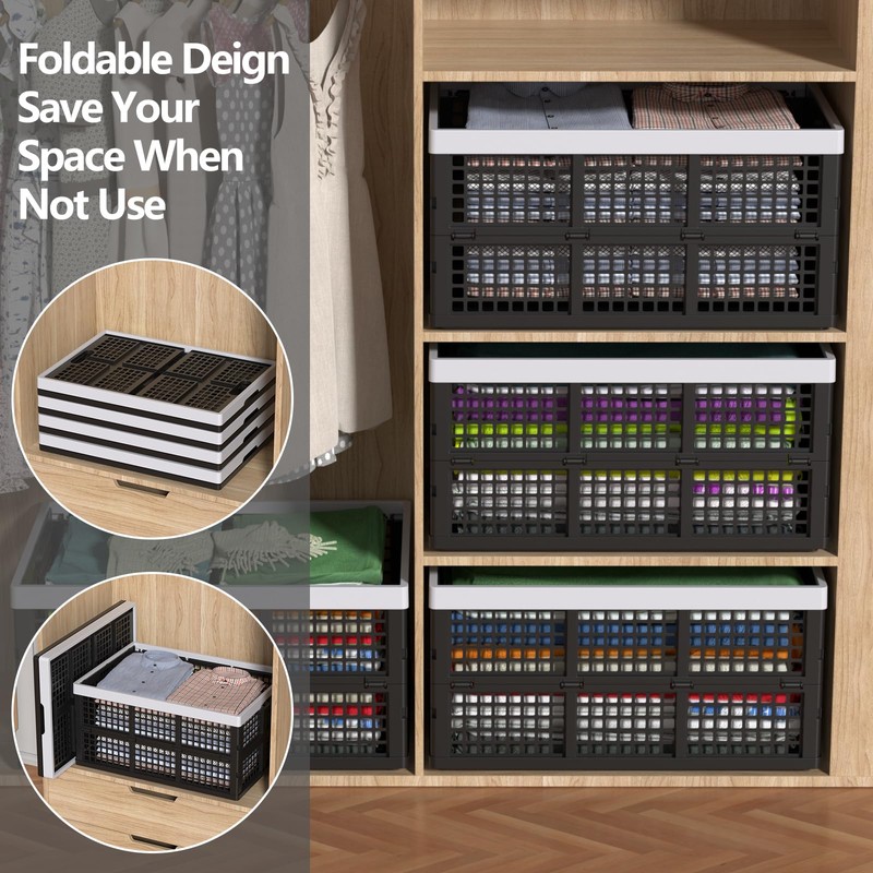 Xyskin 66 L Plastic Folding Storage Crate, Stacking Crate, Portable