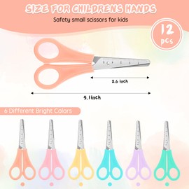 JOHOKAKITI 12 Pack Kids Scissors, 5” Safety Blunt Tip Student Scissors, Small Scissors for Primary School, Kids Safety Scissors Art Craft Supplies, Safety Comfort Grip for Children Cutting Paper