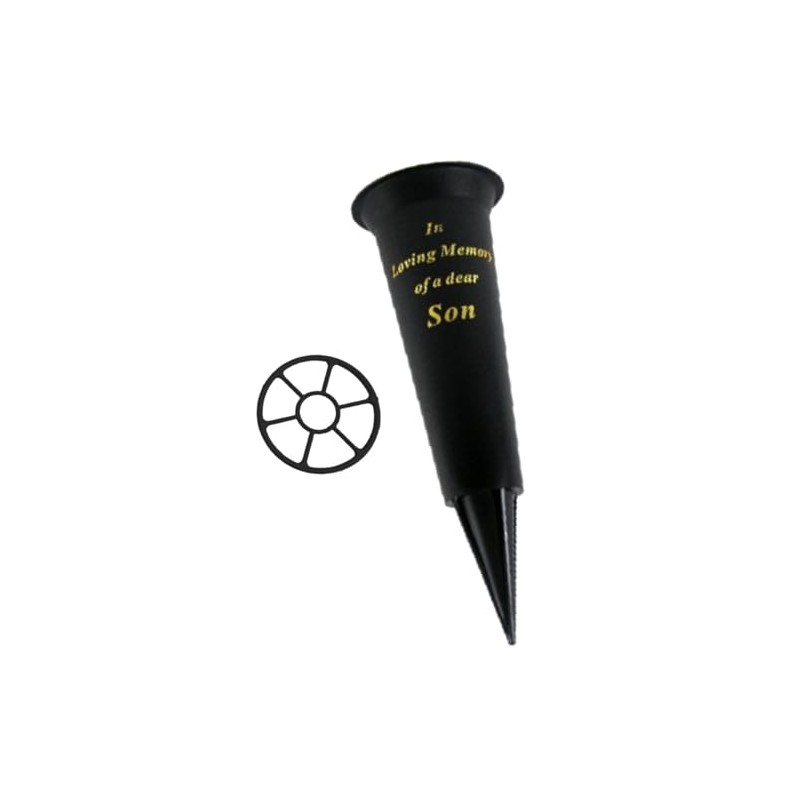 Black In Loving Memory Son Spiked Memorial Grave Flower Vase