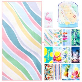 Mikytoper Beach Towels for Adults Extra Large 180 x 90 CM Microfibre Beach Towel for Men Women Sandproof Quick Dry Beach Towel Large Microfibre Beach Towel for Beach/Travel/Pool (Colorful Stripes)