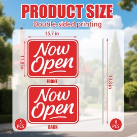 BrightRow 3 Pcs Now Open Yard Signs Double-sided 15.7 x 11.8 Inches Now Open Yard Sign Banner with Stand Opening Signs for Business Customers Outdoor Store Decor