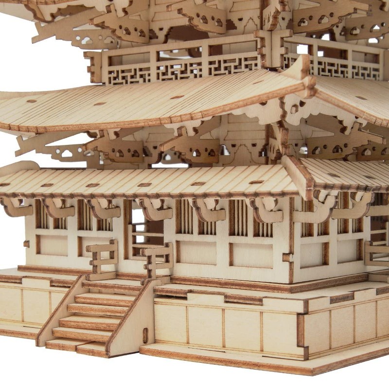 Tsukurun Desu® Robotime TGN02 Gojuno Tower 3D Wooden Puzzle (Japanese