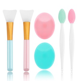 Limpiador facial de silicona, 2 brochas exfoliantes para labios, 2 brochas de limpieza facial, 2 brochas de silicona para máscara facial, 2 brochas exfoliantes para el cuidado de la piel