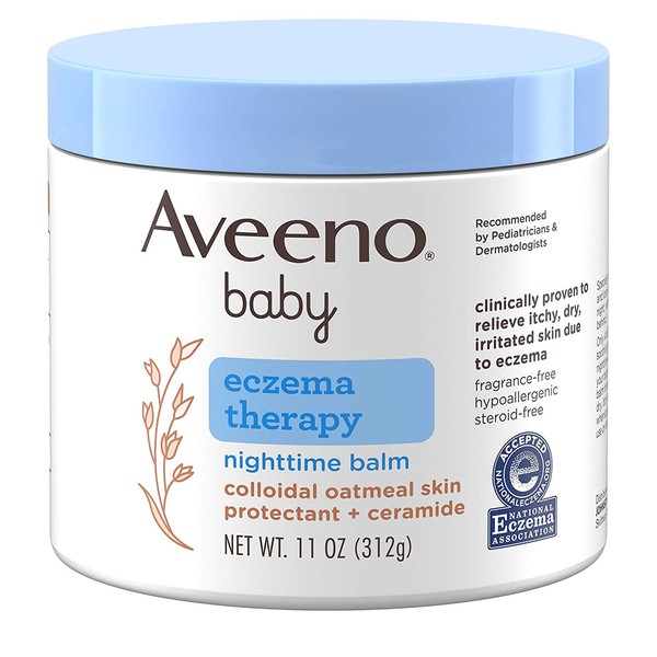 Aveeno Baby Eczema Therapy Night-Time Balm 11 Ounce Jar (325ml) (3 Pack)