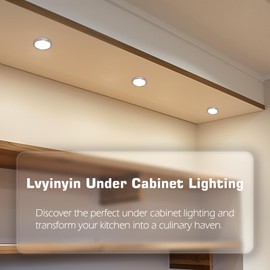 Lvyinyin Single LED Kitchen Under Cabinet Puck Light, 120V Direct Wall Plug in Closet Cupboard Night Light, Easy to Mount, Inline On Off Switch, White Wires, 2 Packs, Warm White