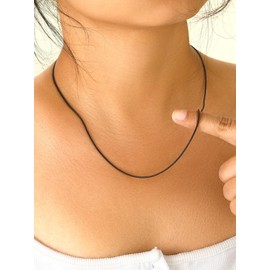 FOCALOOK 24 Inch Snake Chain for Women 1.2mm Black Chain Stainless Steel Long Black Necklace for Women Trendy