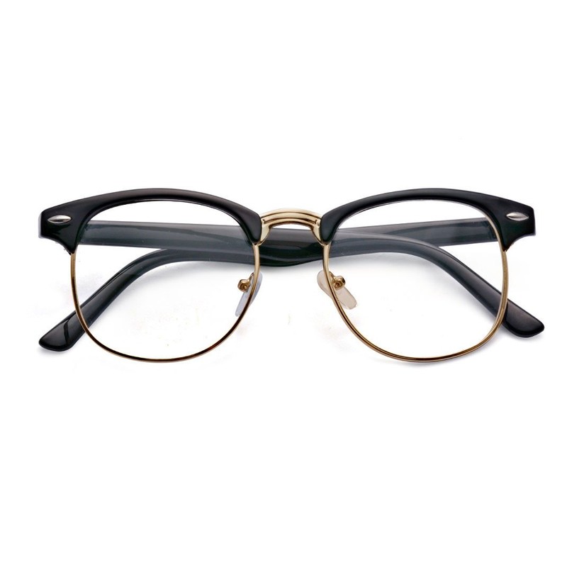 Kelens Half Frame Horn Rimmed Clear Lens Nearsighted Glasses Myopia