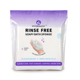 HYGIENJOY-21% Larger Rinse Free Bath Sponges for Adults-Disposable No Rinse Bathing Wipes-Soap Infused,Dry Shower Wipes for Elderly,Camping,Post Surgery Must Haves,(Lavender 25 Counts）