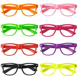 Neon Colors Party Favor Supplies Unisex Sunglasses Pack of 8 for Kids (Frame Only Mix)