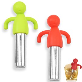Pack of 2 tea strainers, tea infuser for loose tea, tea strainer for cup, 304 stainless steel tea infuser, creative humanoid tea brewer with handles, interesting strainer for loose tea for tea lovers