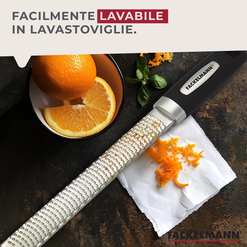 Fackelmann Grattugia lunga per formaggio, grattugia manuale per limoni, agrumi,