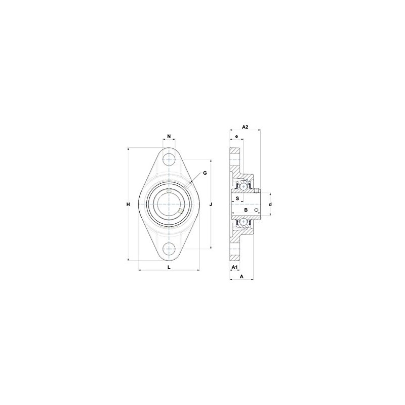 Flange Holder Cast Iron UCFL 207 2-Hole Bearing 35 mm