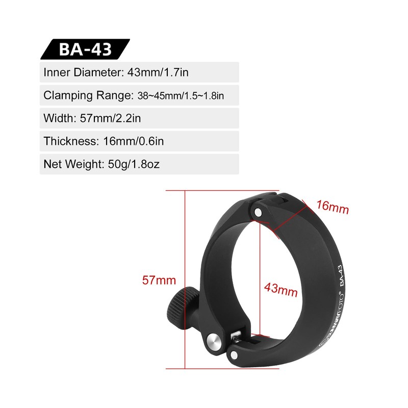 SUNWAYFOTO BA-43 Cell Phone Adapter for Binocular, Universal Smartphone Mount