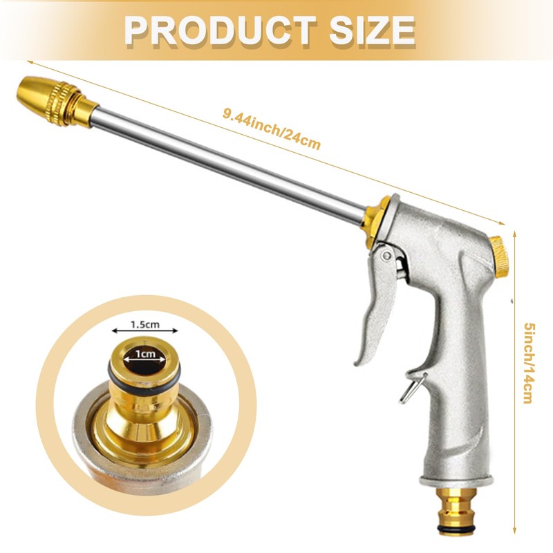Garten Handbrause, Gartenschlauch Metall Spritzpistole,Hochdruck-Zinklegierung Garten Handbrause Turbo Washer für