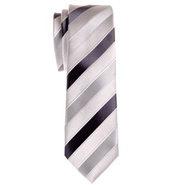 (ritori-zu) Retreez 3 Colors Stripe Pattern Micro Fiber Cloth Weave Thin Necktie Tie – More Colors Available - grays