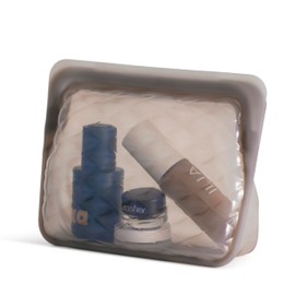 Stasher Premium Silicone Reusable Makeup Essentials Bag, Taupe | Beauty & Travel Toiletry Bag, Storage Bag Organizer | Dishwasher & Heat Safe | TSA Friendly | BPA Free, Leak-free, Eco Friendly, 28 Oz