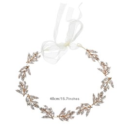 FAIRYGATE 4712 Women's Headband Leaves Headpiece Wedding Gold Bridal Hair Accessories Crystal Headband for Women Handmade Headbands
