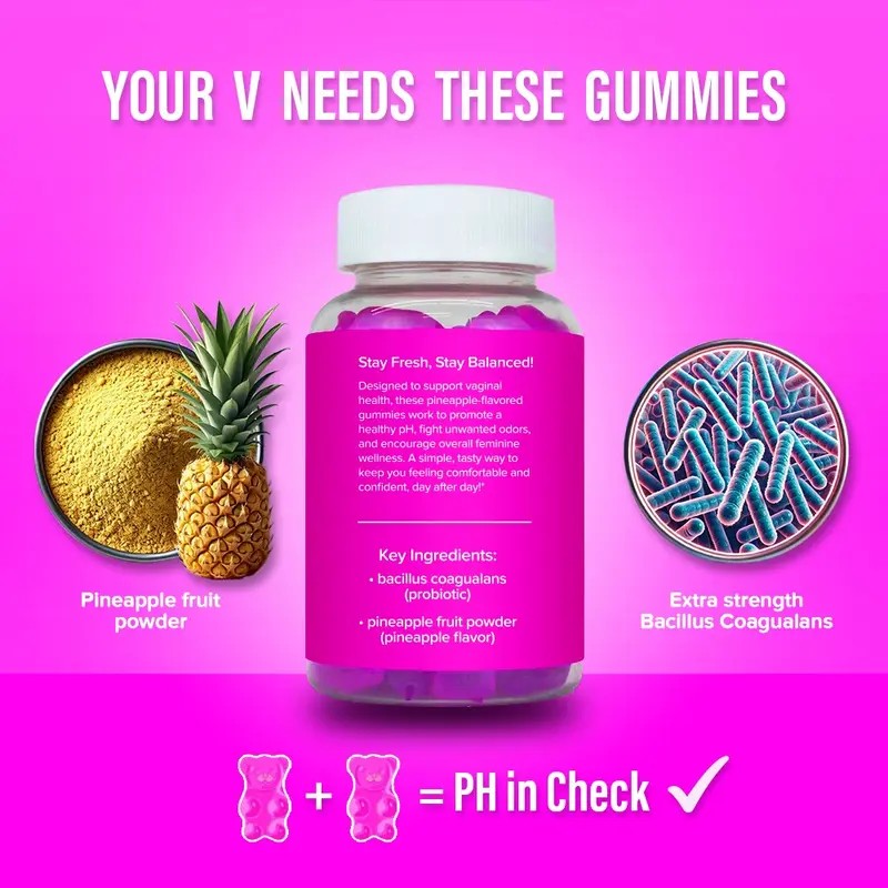 PH Balance Gummies for Women – Pineapple Flavored Probiotics Supplement