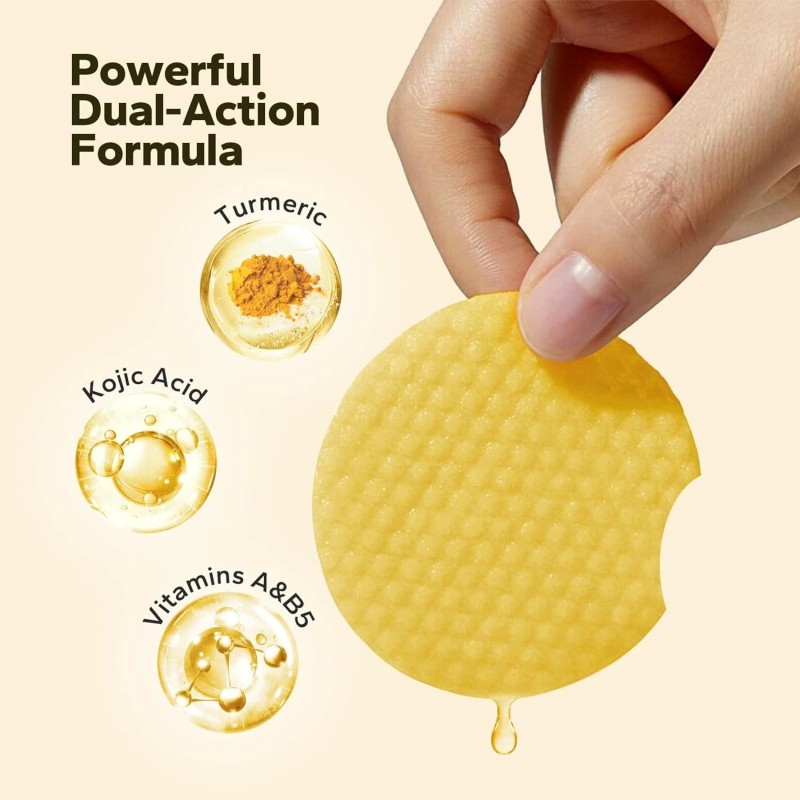SilkyShark Turmeric Kojic Acid Cleansing Pads 50 Count Kojic Acid