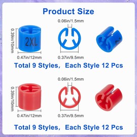 GORGECRAFT Clothes Hanger Markers 216Pcs 9 Colors Plastic Garment Size Clothing Size Labels Blank Tags Colored Tag Buckle Clothes Trouser Size Markers Column 3.5mm Hanger Rod Clip for Garment Coding