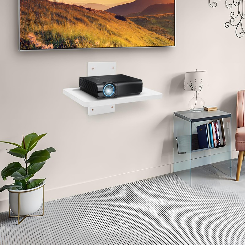 Solid Wood White Mini Projector Mount and Wall Holder -