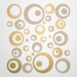 WANDfee® Wall Tattoo, Circles, Dots, 50 Stickers, Colour Choice For Children's Bedroom, Living Room, Hallway, Bathroom, Kitchen, Tile Stickers, beige