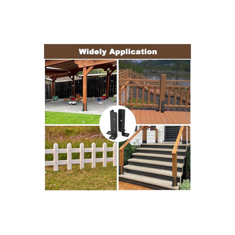 4 Pcs Adjustable Deck Post Anchor Brackets Kit - Fit