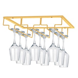 MOCOUM Under Cabinet Stemware Rack - Wire Wine Glass Holder with Storage for Cabinet, Kitchen, Bar