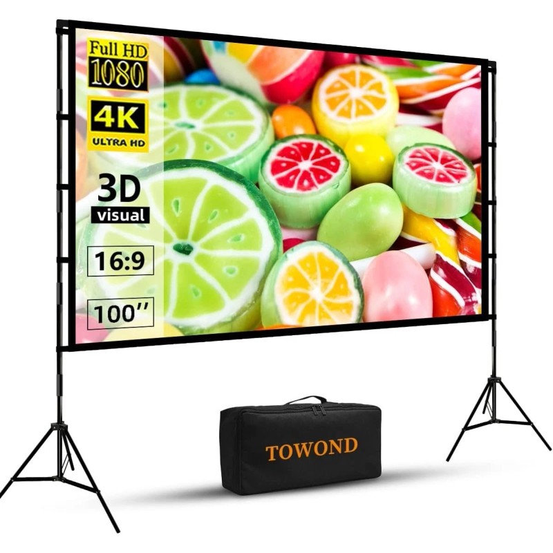 16:9 100 Inch Projector Screen - Lightweight, Wrinkle-Free for Outdoor