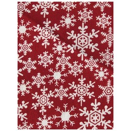 100% Cotton Fabric Sold by The Yard 1 Yard = 36 in. Length (Snowflakes on Red)