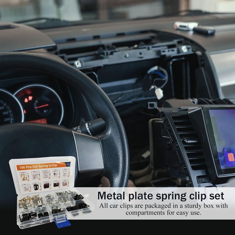 Rebvugr 100Pcs 10 Sizes Auto Car U-Clip Metal Trim Panel