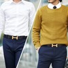 Aurolran Men&Womens Leather Dress Belt Business Automatic Buckle Belt Color-Black
